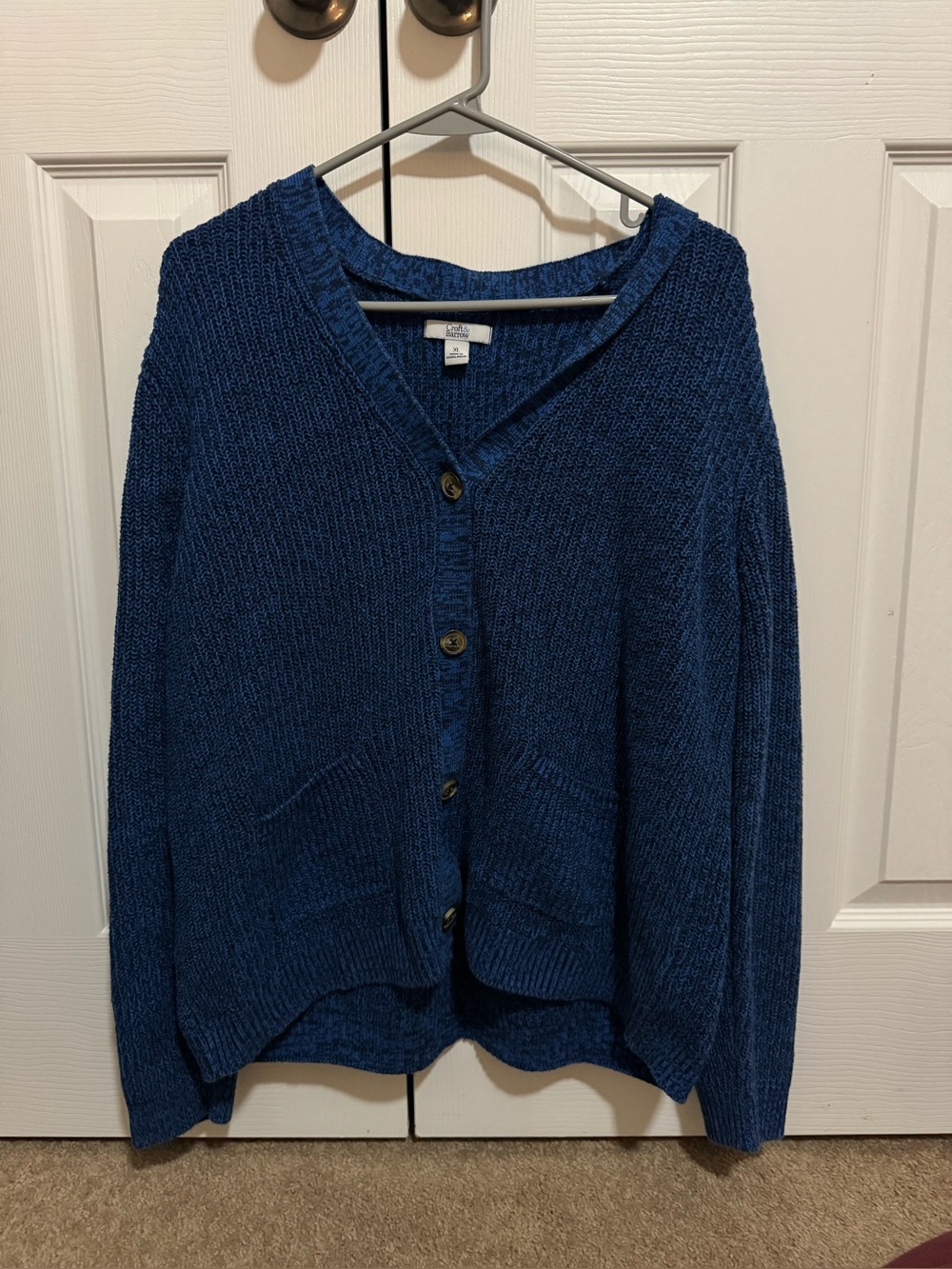 croft & barrow navy blue button-front women's cardigan
